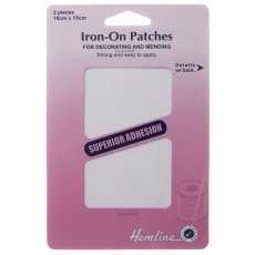 Iron on patches: 2 pieces 10cm x 15cm - White