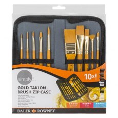 Daler Rowley Natural Gold Taklon Brush Zip Case - 10 Pieces