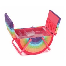 Sewing Box: Wicker Sewing Box Twin Lid - Rainbow