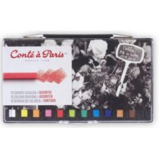 Conté á Paris Carré Crayons - 12 assorted colours