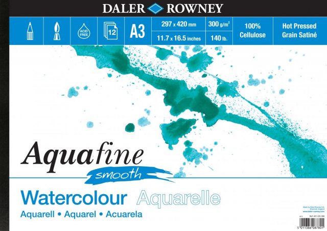 Aquafine Daler Rowney A3 Aquafine Smooth Watercolour Paper Pad