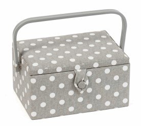 Groves Sewing Box : Grey / White Spot