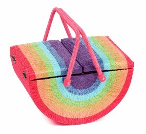 Groves Sewing Box: Wicker Sewing Box Twin Lid - Rainbow