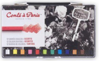 Conté á Paris Carré Crayons - 12 assorted colours